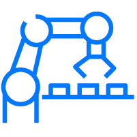Icon of a robotic arm picking up items