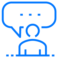 Icon of a person with a speech bubble
